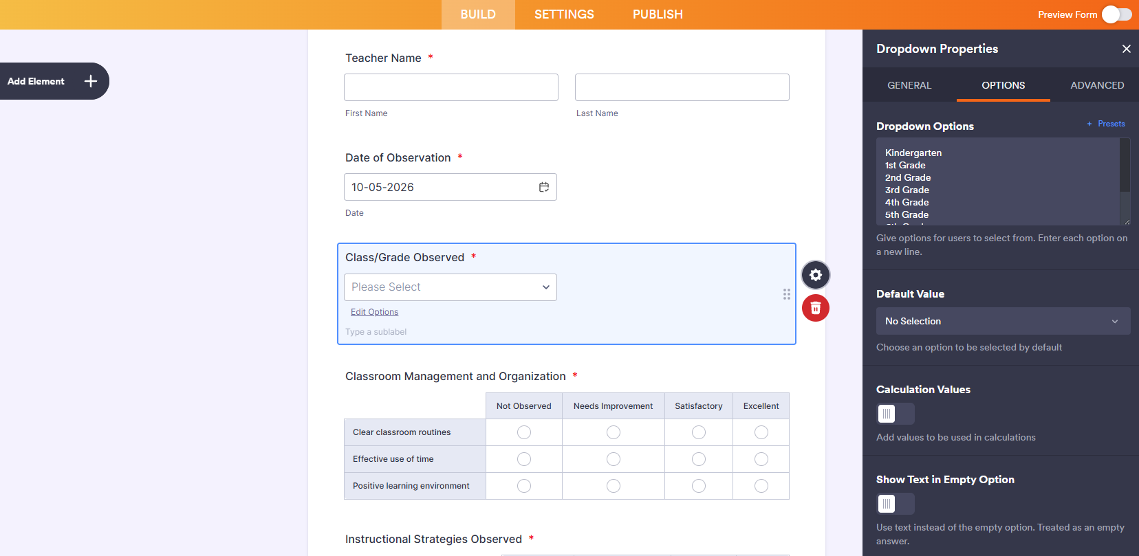 Modifica delle proprietà del menu a discesa nel Costruttore moduli di Jotform