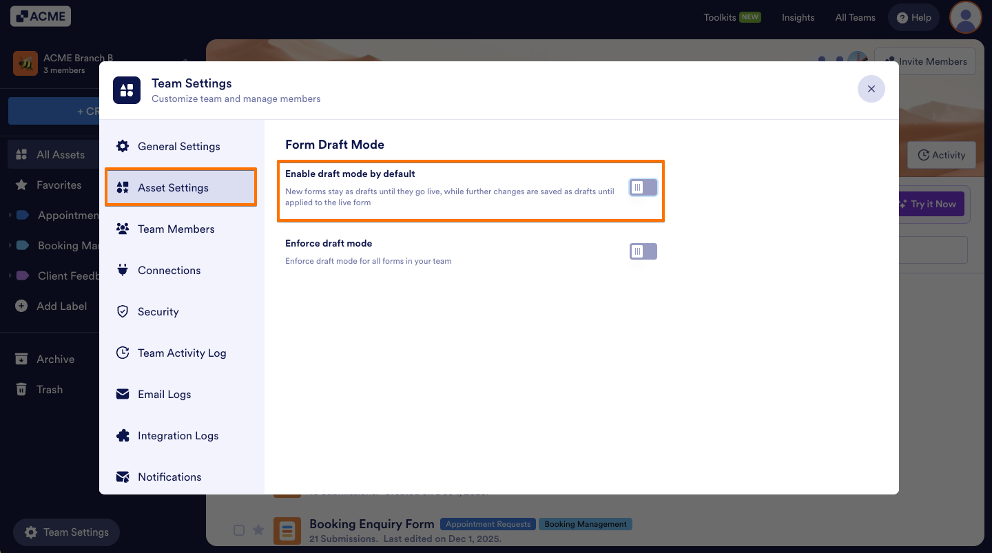 How to Enable or Disable Draft Mode by Default for Team Forms Image-2