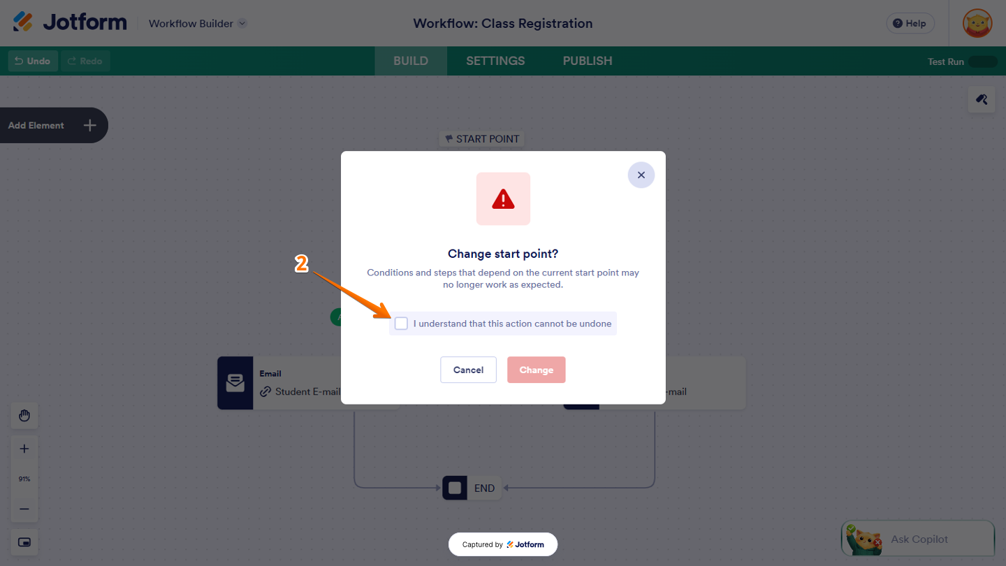 Confirmation window showing the checkbox next to I Understand that this Action Cannot be Undone, ready to be selected before proceeding