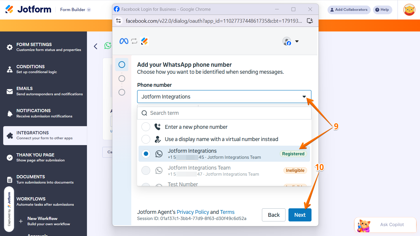 Authentication flow of the Facebook login window
